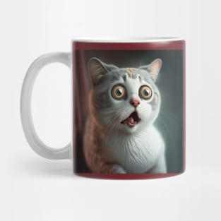 Illustration of surprised cat with bulging eyes Mug